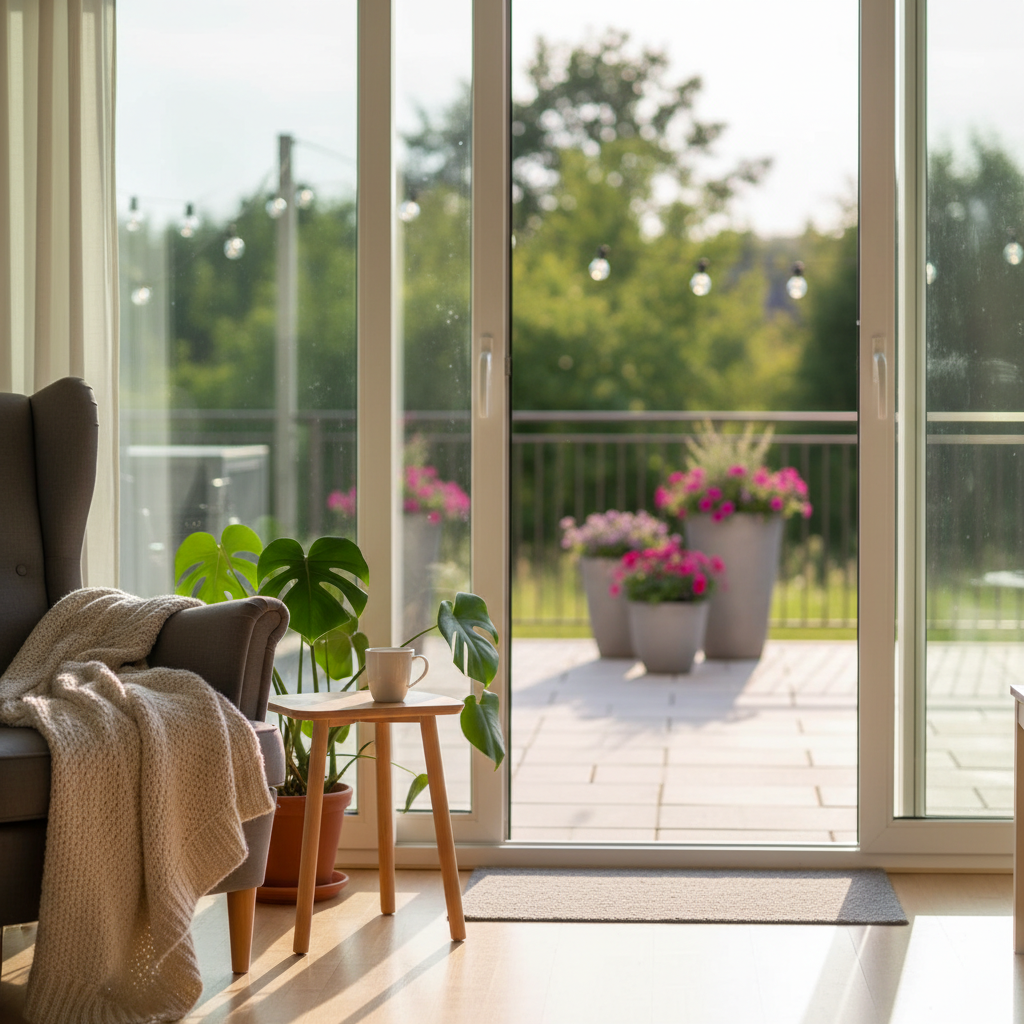 Praktische tips voor huis en tuin: opgeruimde kamer met planten, textiel en sfeervolle verlichting voor directe transformatie